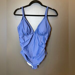 CUPSHE NWT Blue One-Piece Swimsuit | V-Neck‎ Ruched Tummy Control Bathing Suit